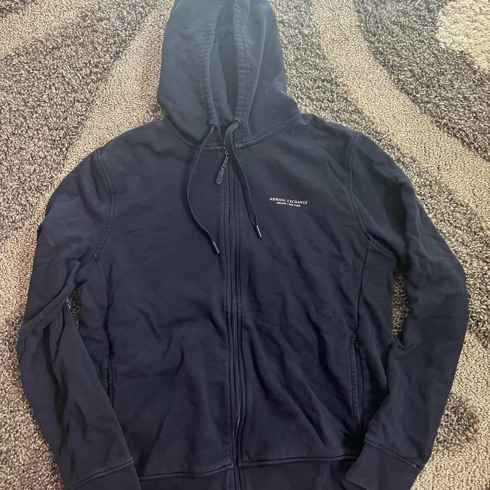 Armani Exchange Blue Zip Up Sweater